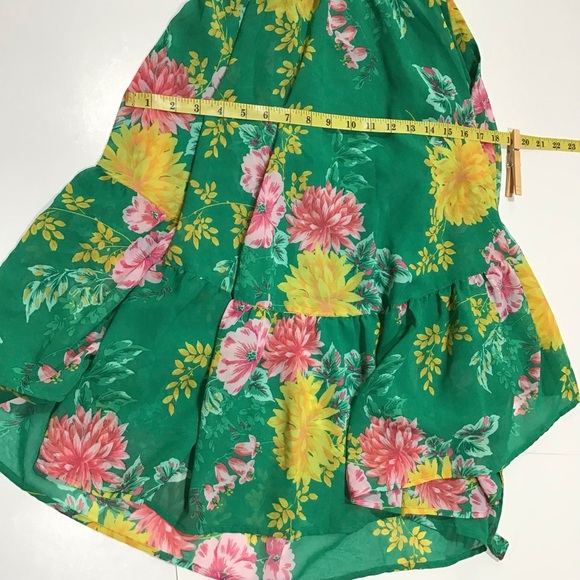The Childrens Place Dress  Girls Sz XL 14 Green Floral Halter Chiffon Hi Low - Picture 8 of 14